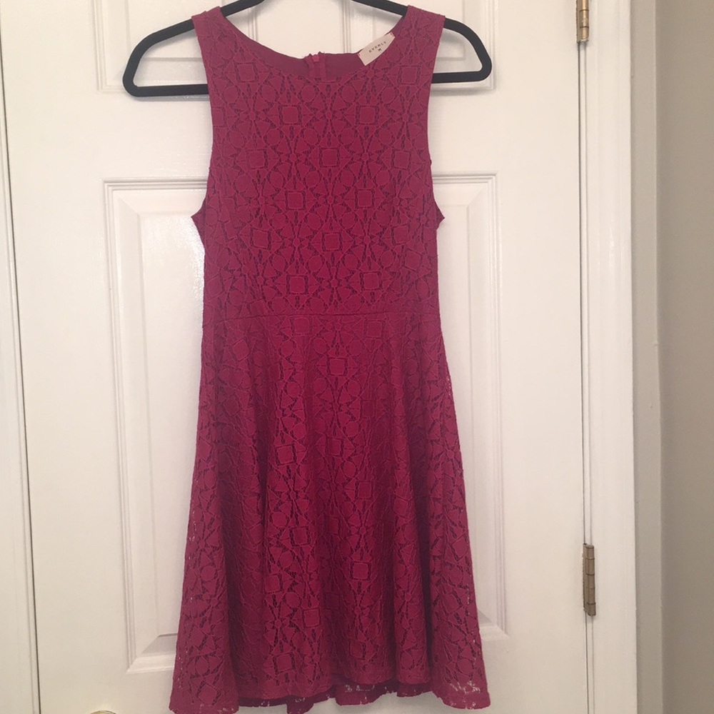 Pink Lace Midi Dress